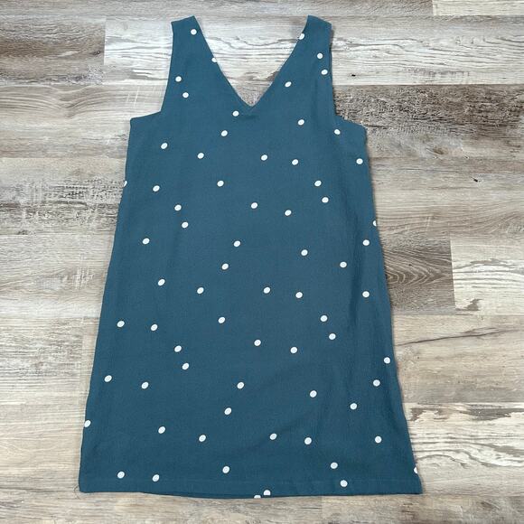 Vero Moda Polka Dot Sleeveless Dress Blue White V-Neck Minimalist L - Picture 3 of 5